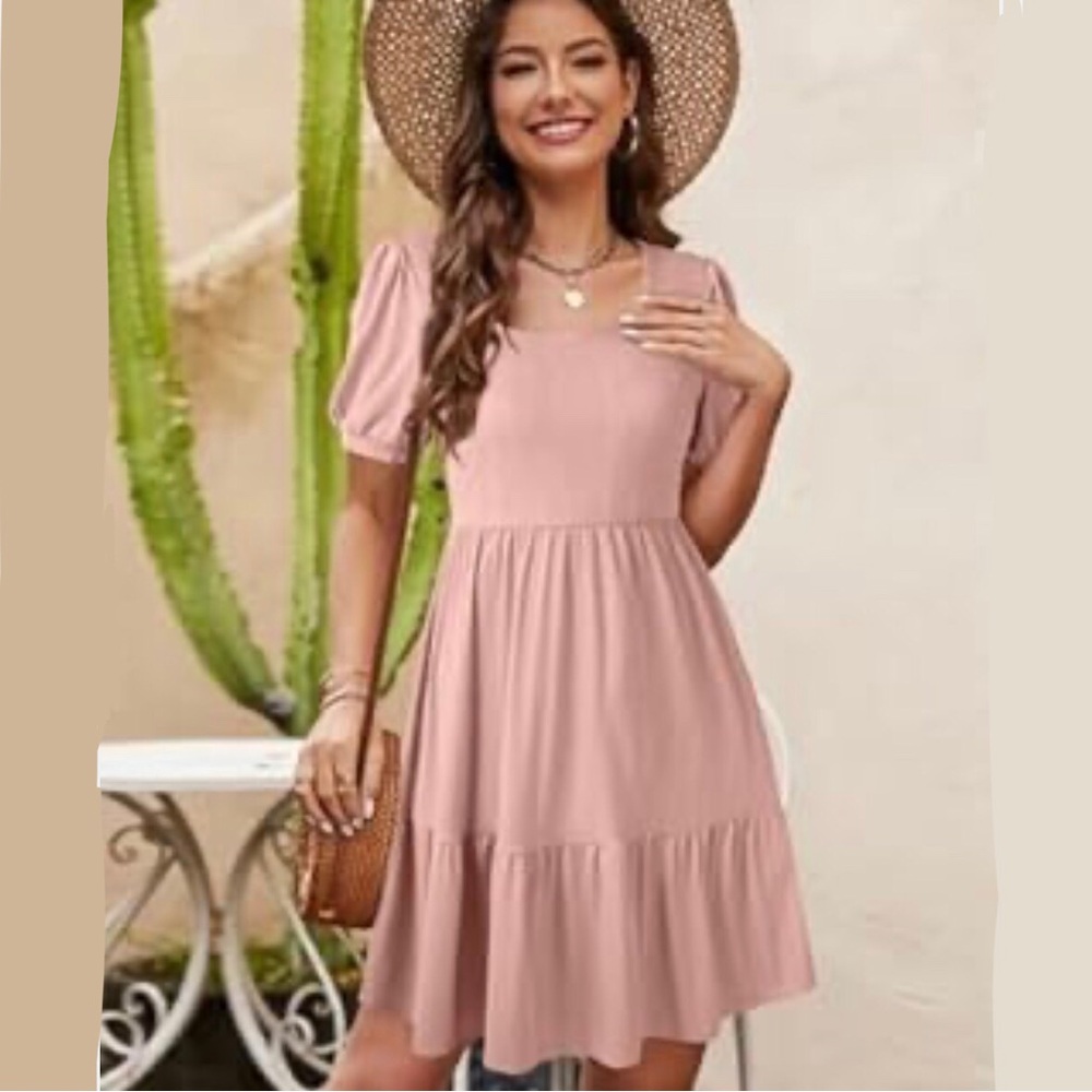 Vintage Style Poppy Square-neck Midi Dress Linen